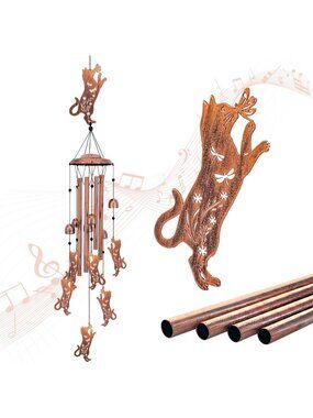 Charming Cat Wind Chimes for Garden & Patio Decor - Unique Memorial & Birthday